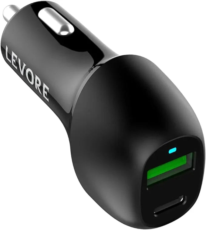 شاحن سيارة Levore 45 وات 1XUSB-C PD و1XUSB-A QC3 - أسود - LGC123-BK