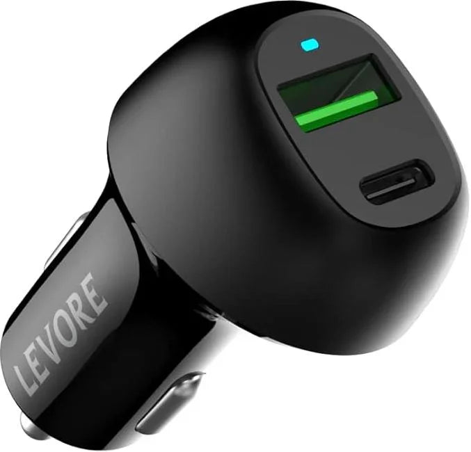 شاحن سيارة Levore 45 وات 1XUSB-C PD و1XUSB-A QC3 - أسود - LGC123-BK