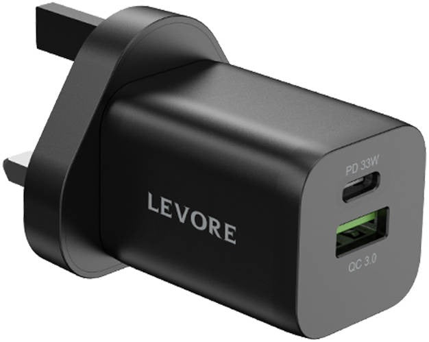 Levore Wall Charger power delivery PD 2 ports 45W Black, LGW124-BK