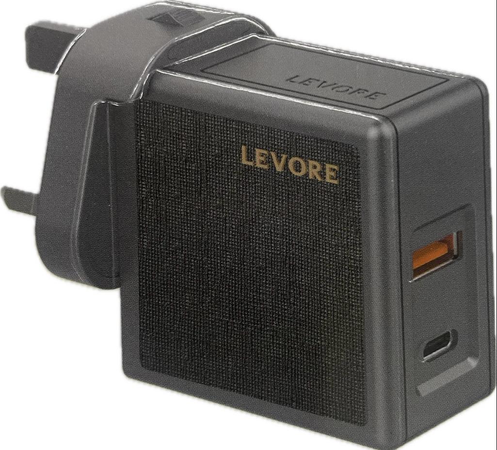 LEVORE PD GAN 65W WALL CHARGER2 PORT FAST CHARGER, GRAY