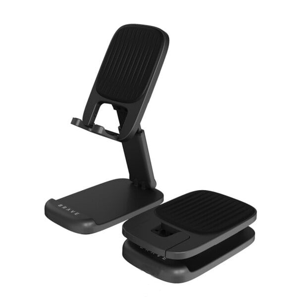 18946 | BSC-02 | Brave 2-in-1 Foldable Adjustable Phone Stand | Black