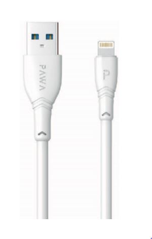 Pawa-PW-2PVCATOL-WH,Pawa PVC 2.4A Data & Quick Charging USB A To LightningWhite