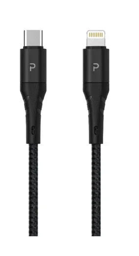 كابل بيانات مضفر من USB-C إلى Lightning بطول 1.2 متر من Pawa-PW-12BDCTOL-BK، أسود
