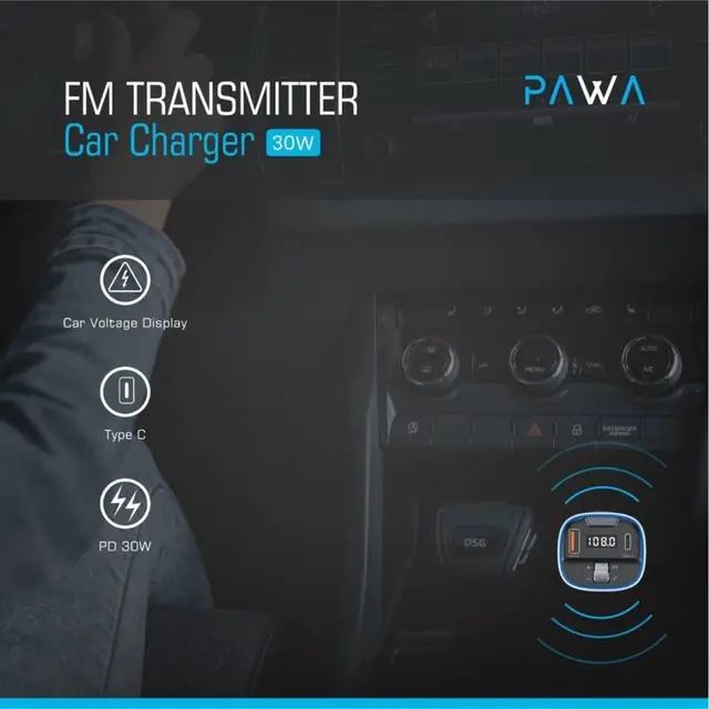 PAWA FM Transmitter Car Charger 30W PW-FM72PD310 - Black