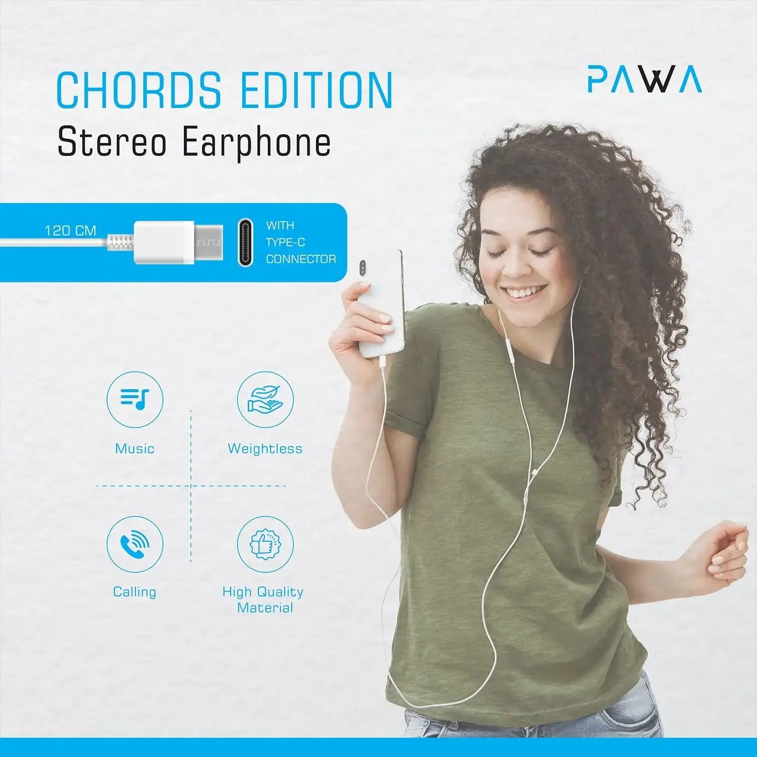 PAWA Chords Series Stereo Earphone Type-C PW-TCEP20 - White - GulfStore.com
