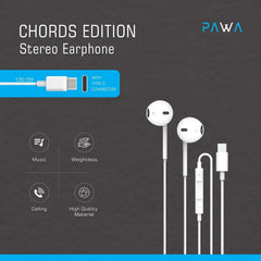 PAWA Chords Series Stereo Earphone Type-C PW-TCEP20 - White - GulfStore.com