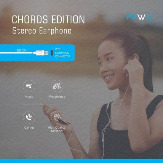 Pawa Chords Series Stereo Earphone Lightning - White