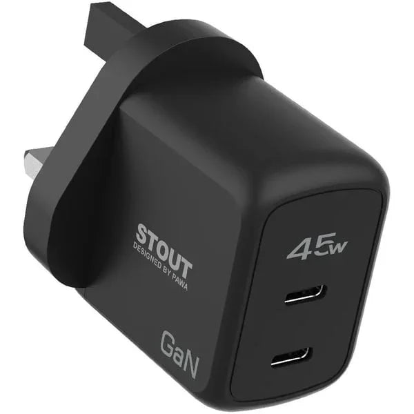Pawa Stout Gan Travel Charger With Single PD port 25W-Black PW-GN25UK-BK
