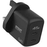 Pawa Stout Gan Travel Charger With Single PD port 25W-Black PW-GN25UK-BK
