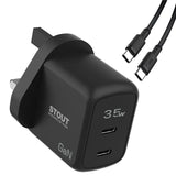 Pawa Stout Gan Travel Charger With Single PD Port 35W Type-c to c-Black PW-GN35UTT-BK - GulfStore.com