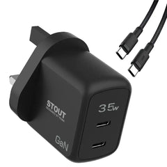 Pawa Stout Gan Travel Charger With Single PD Port 35W Type-c to c-Black PW-GN35UTT-BK - GulfStore.com