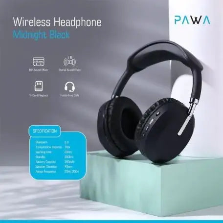 Pawa Thunk Wireless Stereo Headphone - Black - GulfStore.com