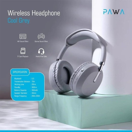 Pawa Thunk Overear Wireless Headphone - Grey