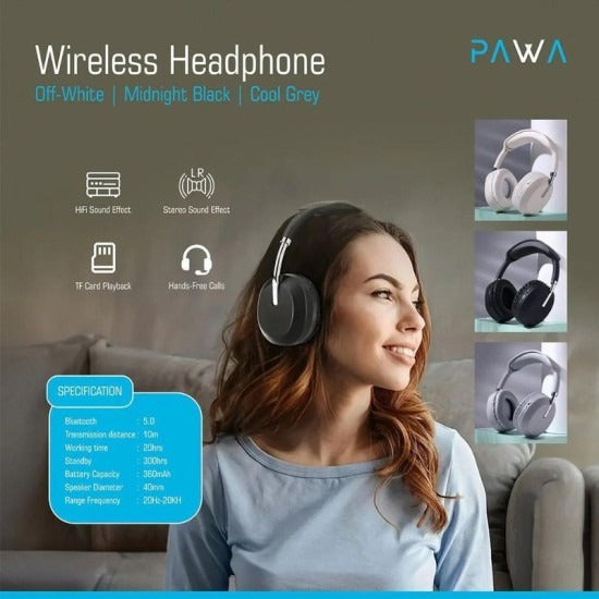 Pawa Thunk Overear Wireless Headphone - Grey