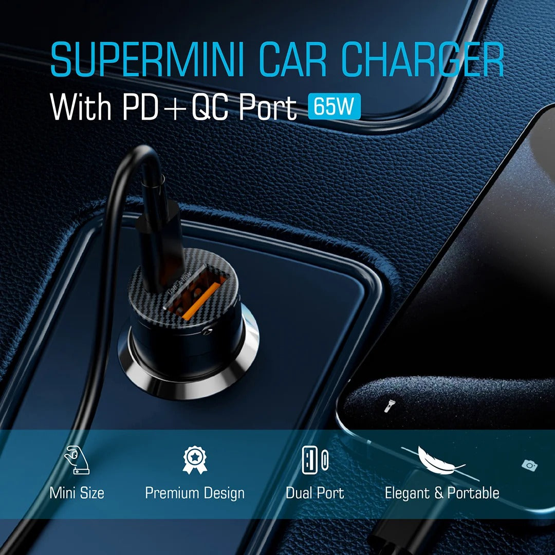 Pawa Supermini Car Charger With PD+QC Port