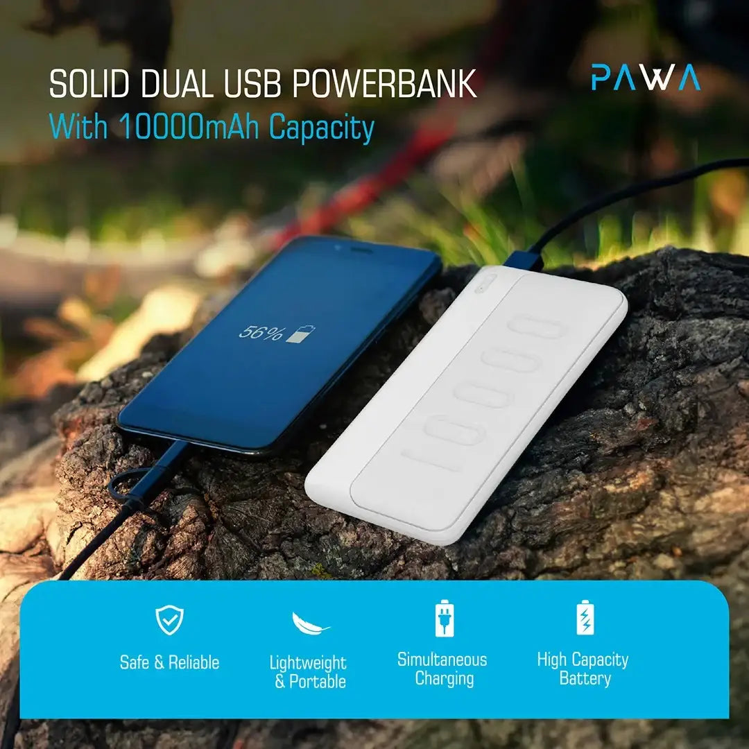 Pawa Compact Dual USB Powerbank - 10000mAh - White - GulfStore.com