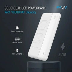 Pawa Compact Dual USB Powerbank - 10000mAh - White - GulfStore.com