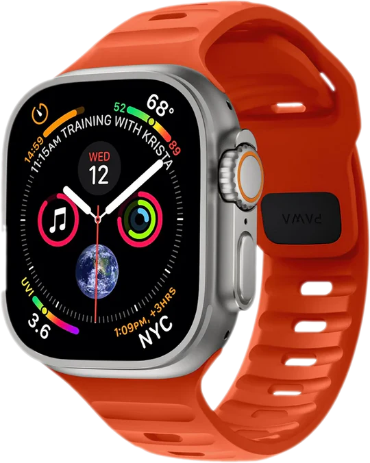 PW-WLLS49IW-ULOR | PAWA Lagos Premium Soft Silicon Strap 45/49Mm | Ultra Orange - GulfStore.com