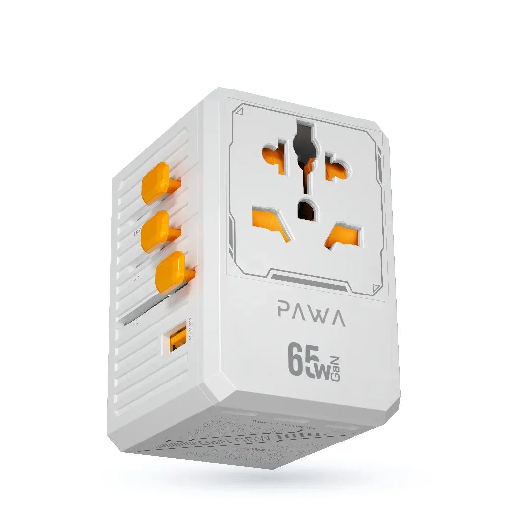 Pawa Universal GaN Travel Charger 65W.(PW-TCUTA65W-WH)