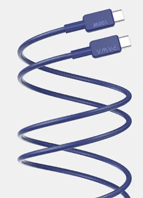 كابل باوا إل كارو المضفر الممتاز USB-C إلى USB-C 100 واط 1.2 متر (PW-12B100CC-BL)