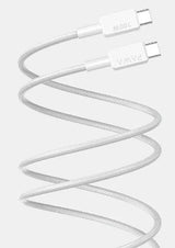 كابل باوا إل كارو المضفر الممتاز USB-C إلى USB-C بقوة 100 واط وطول 1.2 متر، أبيض، PW-12B10CC-WH