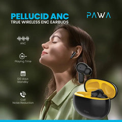 Pawa Pellucid ANC True Wireless Earbuds - Black/Yellow - GulfStore.com