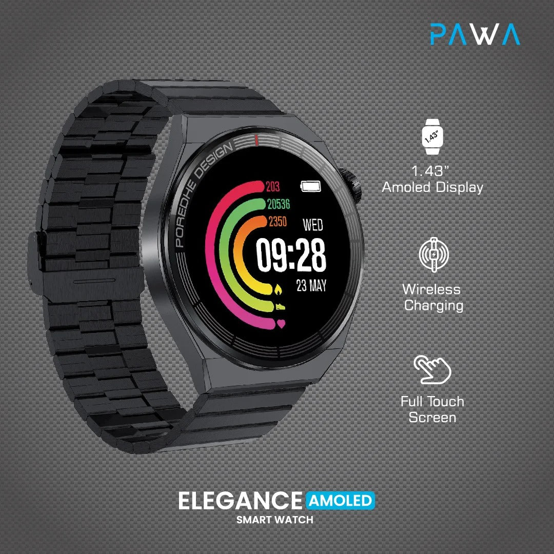 Pawa Elegance Amoled Smart Watch - Black