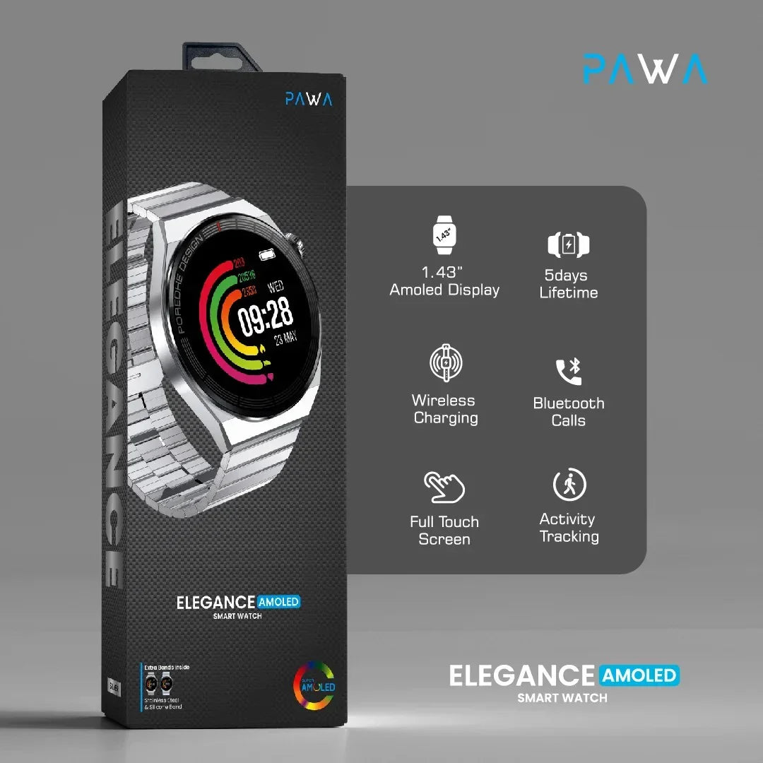 Pawa Elegance Amoled Smart Watch - Silver
