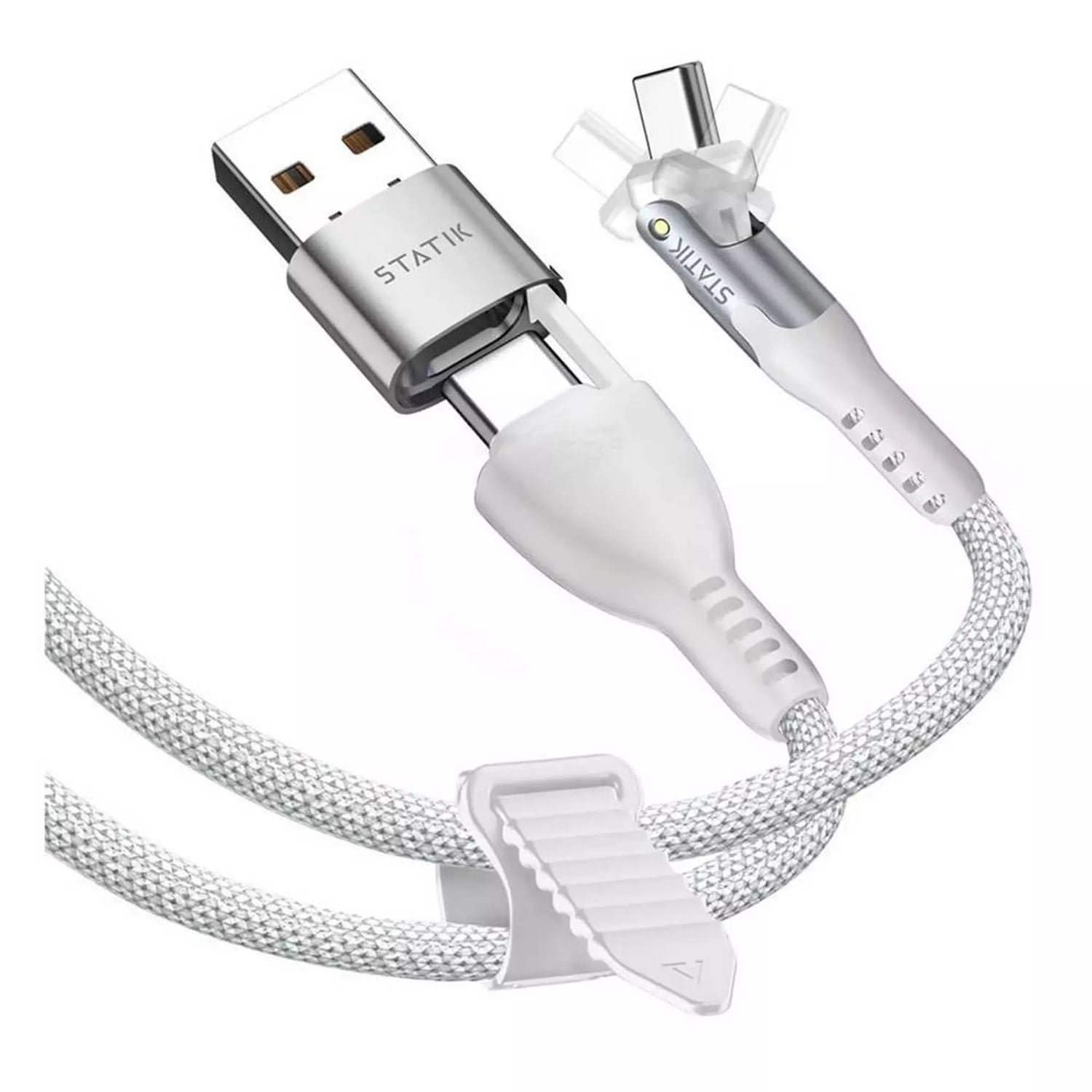 Statik | PUP-0455-3FT-CC-WHT | Statik PowerPivot Pro 100w Nylon Braided C-C Cable 90cm White