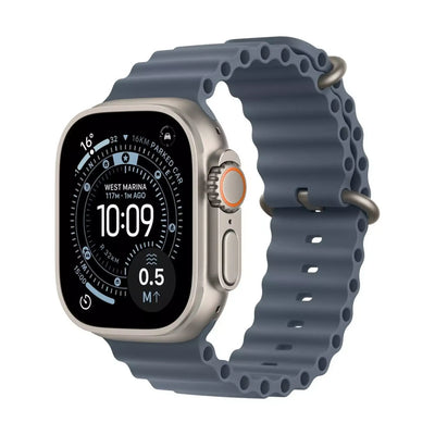 Apple Watch Ultra 3 GPS + Cellular 49mm Natural Titanium Case with Anchor Blue Ocean Band - GulfStore.com