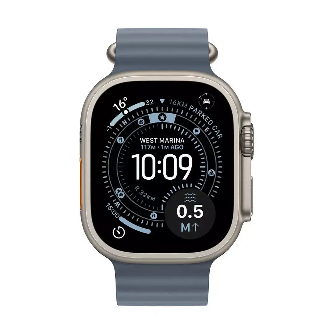 Apple Watch Ultra 3 GPS + Cellular 49mm Natural Titanium Case with Anchor Blue Ocean Band - GulfStore.com