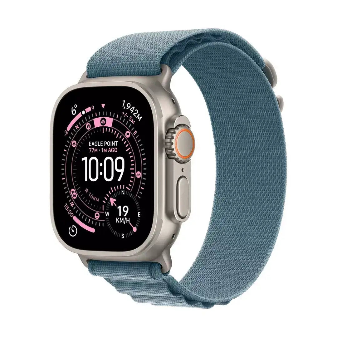 Apple Watch Ultra 3 GPS + Cellular 49mm Natural Titanium Case with Light Blue Alpine Loop - Medium - GulfStore.com