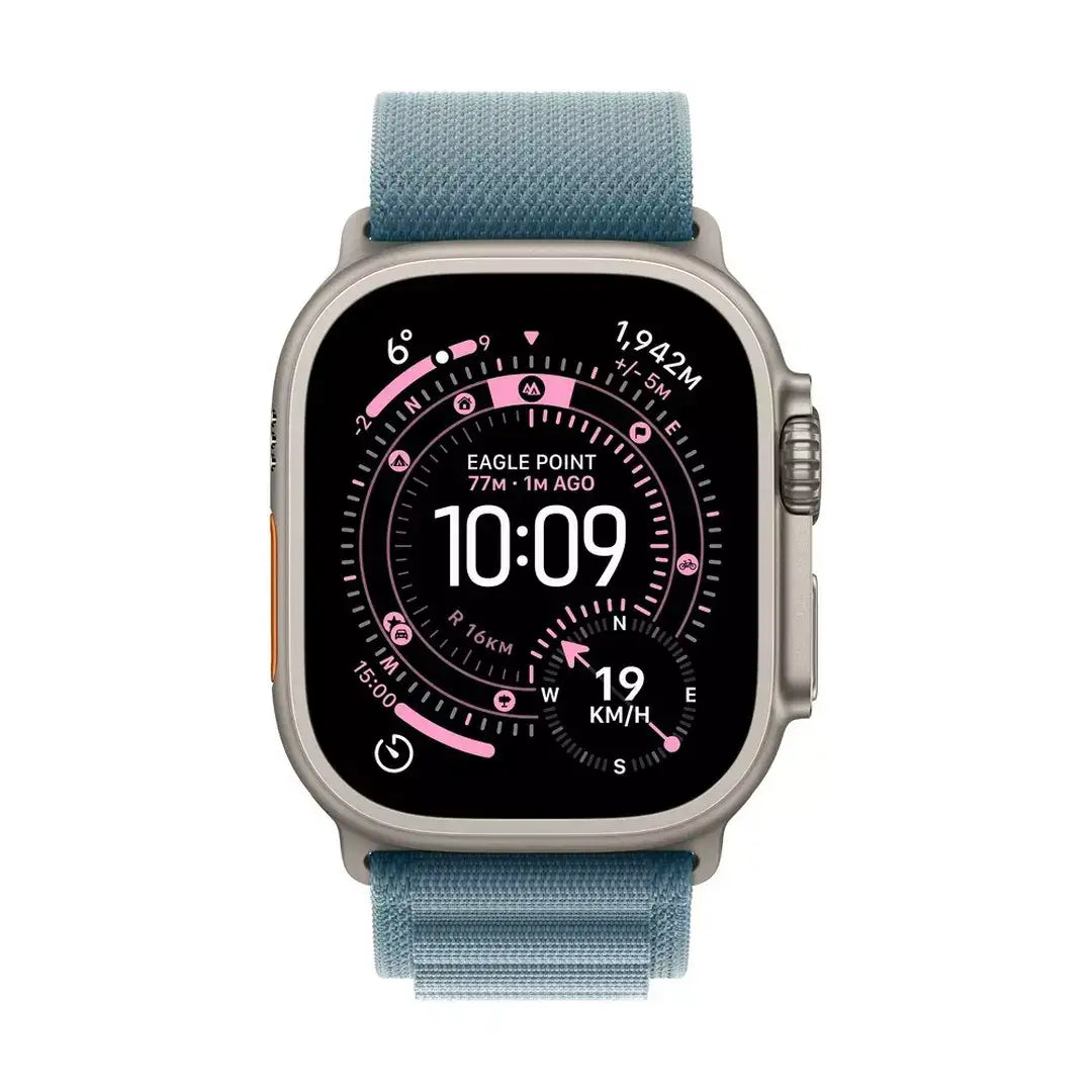 Apple Watch Ultra 3 GPS + Cellular 49mm Natural Titanium Case with Light Blue Alpine Loop - Medium - GulfStore.com