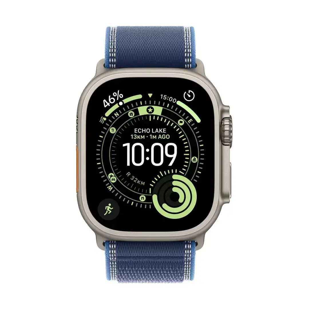Apple Watch Ultra 3 GPS + Cellular 49mm Natural Titanium Case with Blue/Bright Blue Trail Loop - S/M - GulfStore.com