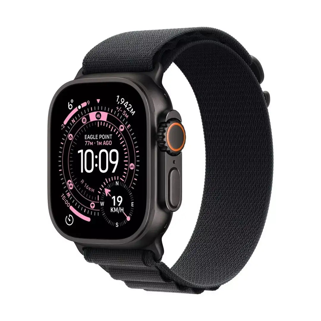 Apple Watch Ultra 3 GPS + Cellular 49mm Black Titanium Case with Black Alpine Loop - Medium - GulfStore.com