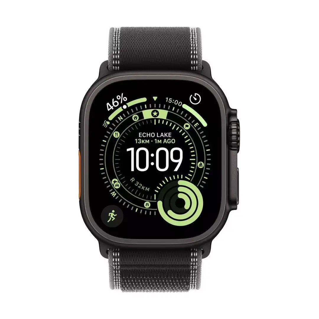 Apple Watch Ultra 3 GPS + Cellular 49mm Black Titanium Case with Black/Charcoal Trail Loop - M/L - GulfStore.com