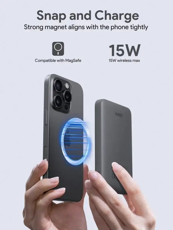 PB-MS03 | Aukey MagFusion 10000mAH Magnetic Wireless Charging Power Bank - GulfStore.com