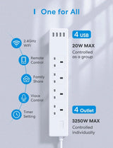 Meross Smart Wi-Fi Power Strip 4 AC + 4 USB ports MSS425FHK(UK)