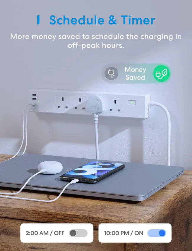 Meross Smart Wi-Fi Power Strip 4 AC + 4 USB ports MSS425FHK(UK)