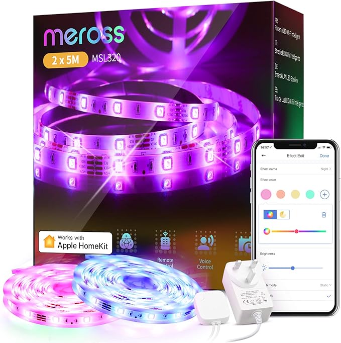 MSL320HK | Meross Smart Wi-Fi LED Strip with RGB | 10 M | UK