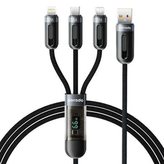 Porodo Multi-Connector USB-A Fast Charging Display Cable Lightnin / Type-C / Micro USB 1.2m-Black - GulfStore.com