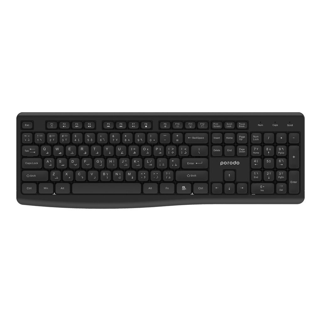 Porodo Wireless 2.4G + BT Keyboard with Mouse - Black