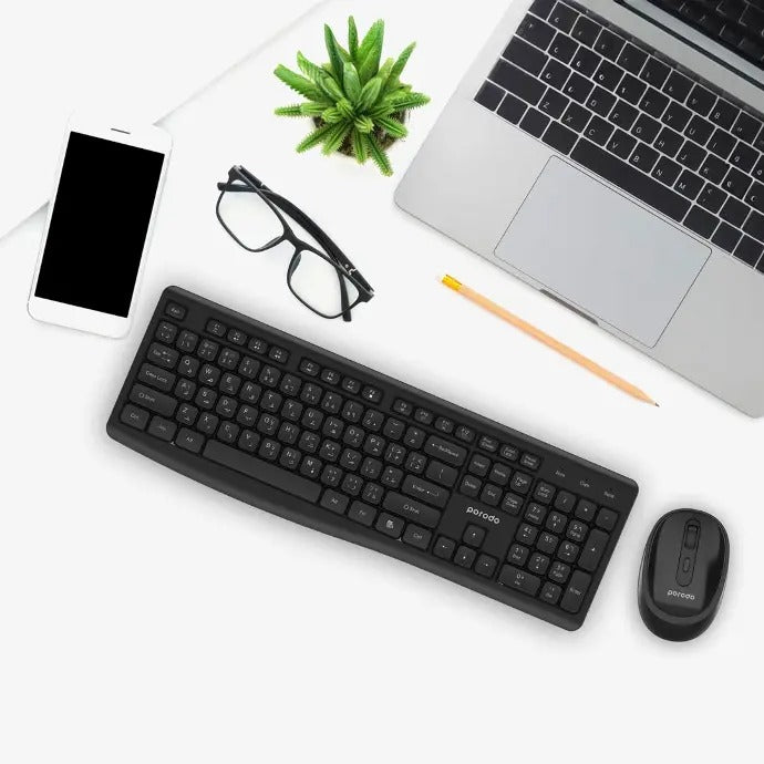 Porodo Wireless 2.4G + BT Keyboard with Mouse - Black