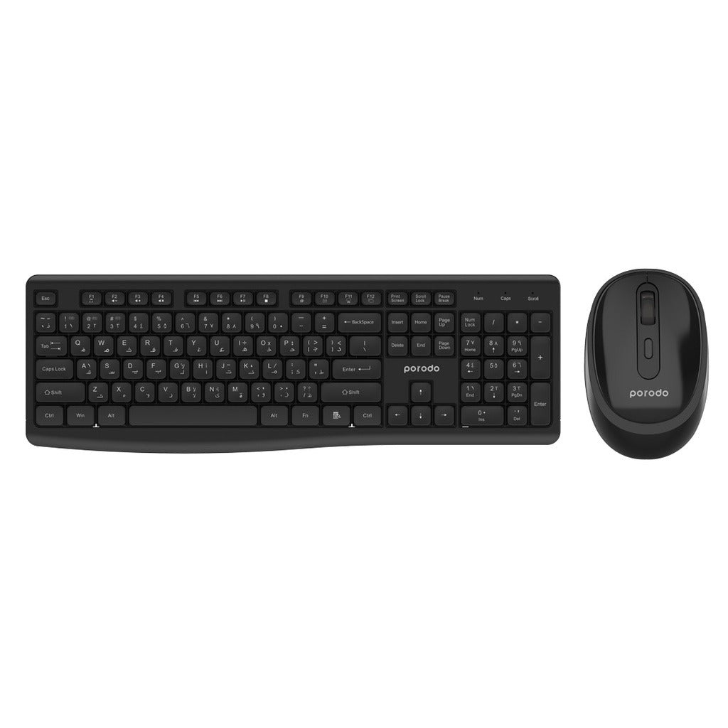 Porodo Wireless 2.4G + BT Keyboard with Mouse - Black