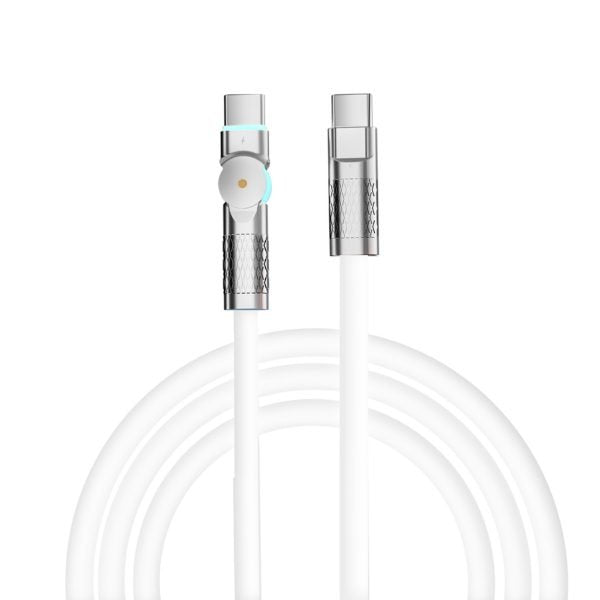 Porodo High-Speed Rotating Connector USB-C To USB-C Cable Data & Fast Charge 1M White   PD-SHR100WC-W