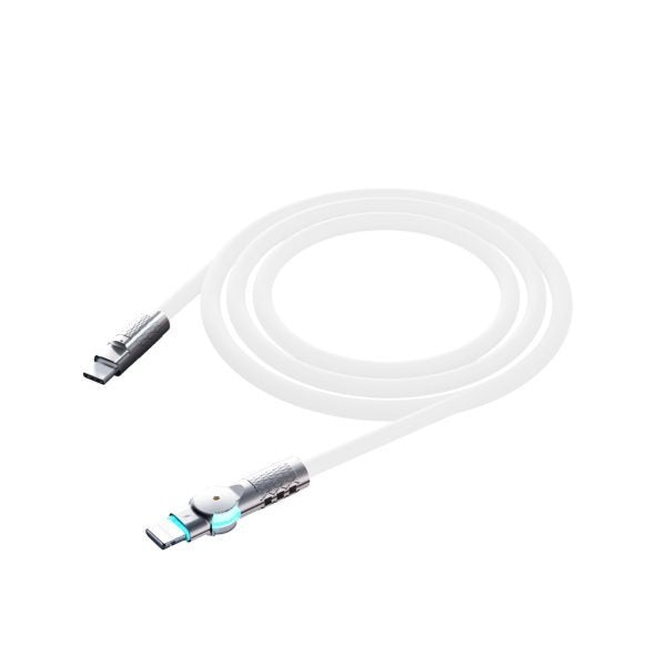 Porodo High-Speed Rotating Connector USB-C To USB-C Cable Data & Fast Charge 1M White   PD-SHR100WC-W