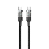 CCTH-BK | Porodo Braided Cable Transparent USB-C To USB-C Fast Charge & Data 1.2m/4ft-PD-100W | Black - GulfStore.com