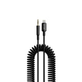 PD-LAXCC-BK | Porodo 3.5MM Lightning AUX Coiled Audio Cable Convenient Tangle-Free Design 1.2m/4ft | Black