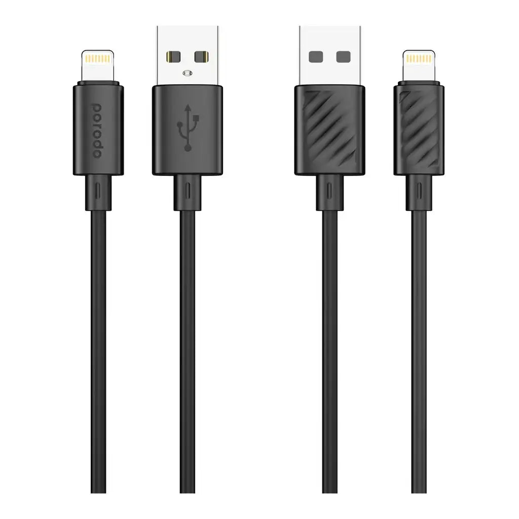 Porodo Blue USB-A To Lightning Cable Fast Charge & Data 1.2m/4ft Black - GulfStore.com