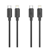 Porodo Blue 20W PD Type C to Lightning PVC Cable 1.2M - Black